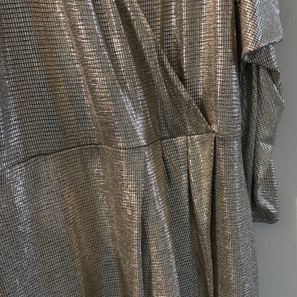 RACHEL Rachel Roy Metallic Silver Midi Dress - Picture 5 of 10